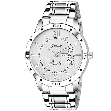 Jainx Silver Day and Date Analog Watch for Men & Boys - JM313