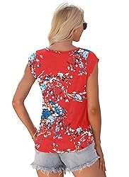 AUSELILY Womens Cap Sleeve T-Shirt Casual Loose Fit