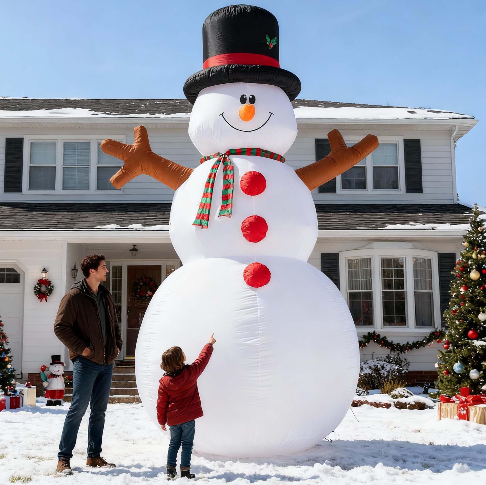 Photo 1 of 14.5 FT Christmas Snowman, Huge Blow Up Snowman Inflatable Decor, Lighted Xmas Inflatables for Lawn Yard Holiday Party