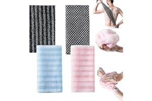 Exfoliating Shower Towel for Men and Women, Dual-Texture Long Body Scrubber for Back & Face, Quick-Drying Durable Bath Cloth 
