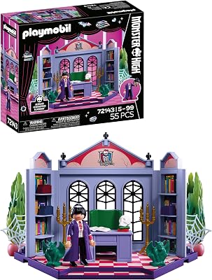 | Monster High™ | Bureau de Bloodgood | Set de Bureau avec directrice sans tête, Bureau, reliques et Toiles d’araignée phosphorescentes | pour Les Fans à partir de 5 Ans | 72143