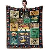 YSBLGWE Fishing Gifts for Men, Fishing Blanket 50"x60", Fisherman Gifts, Fishing Gifts for Boys Dad Women, Gifts for Men Who Love Fishing, Fishing Gift for Fathers Day/Christmas