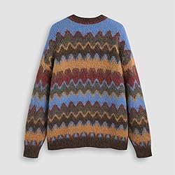 Women Y2K Argyle Striped Pullover Sweater Casual