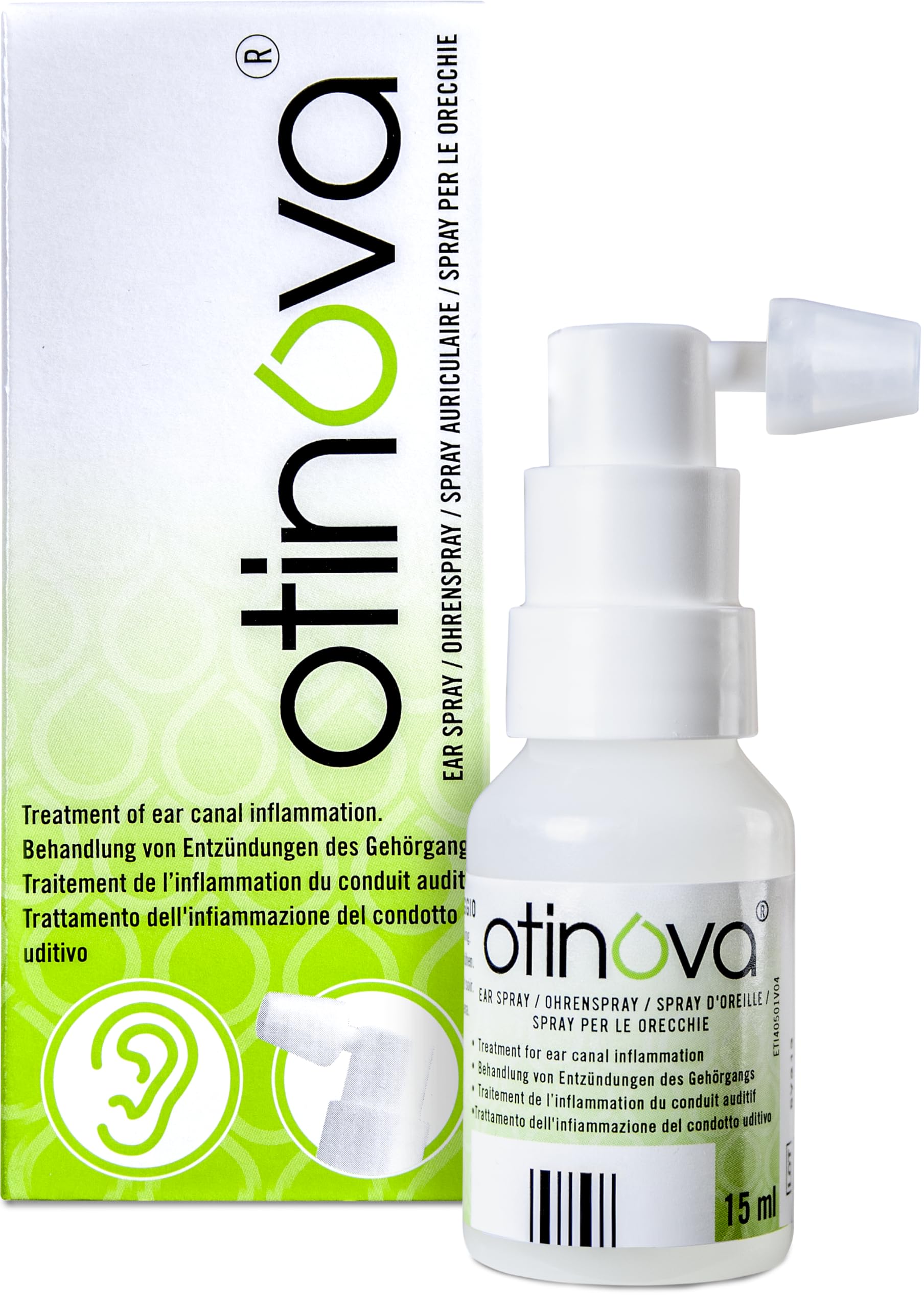 Otinova Ear Spray 15 ml | Swimmer's Ear Spray - Fast Acting Formula. Relieves Symptoms of Swimmers Ear/Otitis Externa and Ear Canal Inflammation.