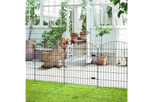 FOREHOGAR Metal Garden Gate and Fences Outdoor ECG1191, 1 Gate + 4 Fence Panels,43.2in Tall and Total Length 14.75ft, Heavy Duty Fencing for The Yard Privacy Temporary Animal Barrier for Dog, Black