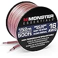 Monster Essentials High Performance Speaker Wire 16 Gauge Copper Clad Aluminum (CCA) Speaker Cable 500 FT Spool – Ideal Home Cinema Speaker Wire Cable and Car Audio Speaker Cables/Speaker Wires