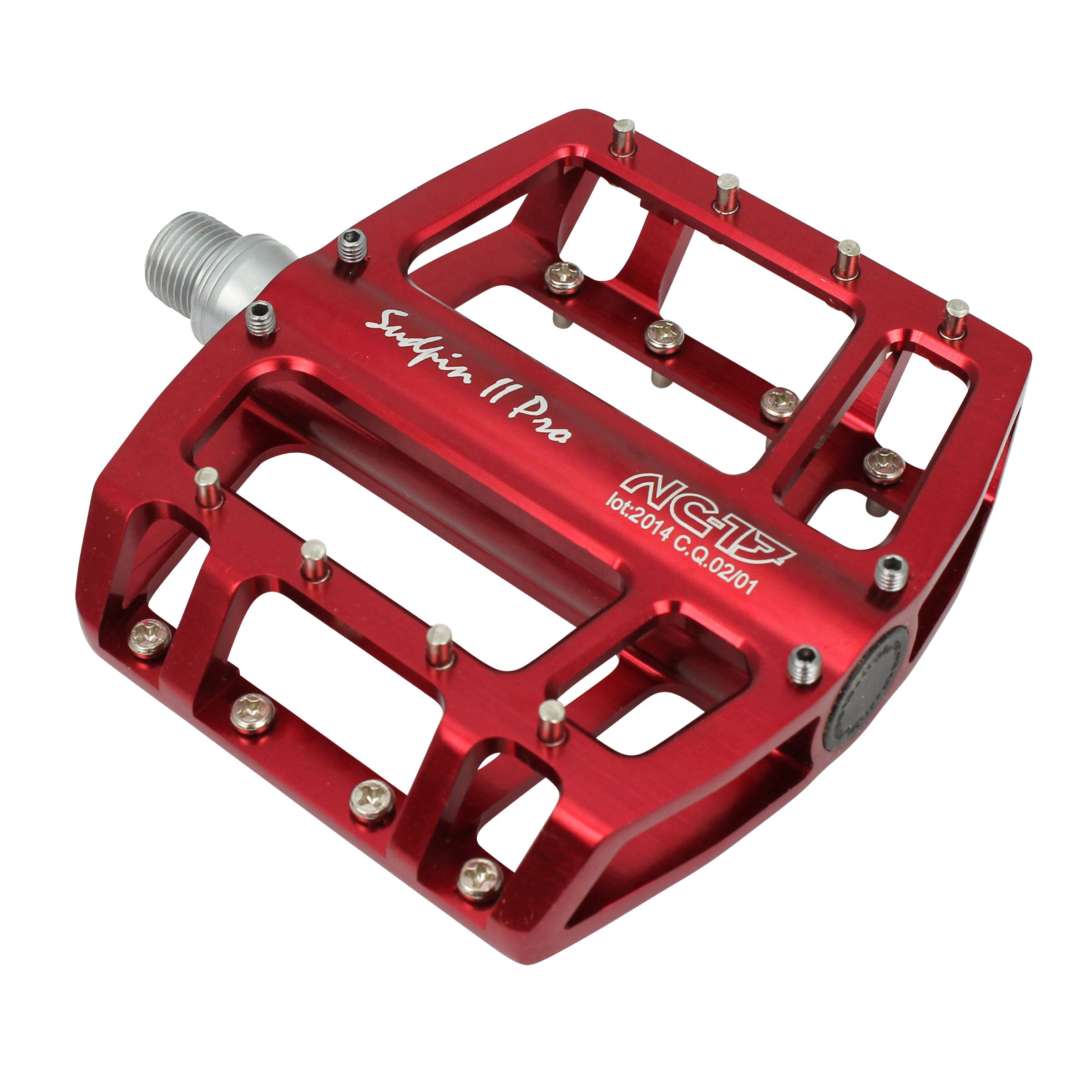 NC-17 Sudpin II Pro Aluminium Platform Pedals Cycling Pedals MTB/Mountain Bike/BMX Pedal Two Ball Bearings + Cr-Mo Axle/Includes Zpins, Pedalen Sudpin II Pro, red