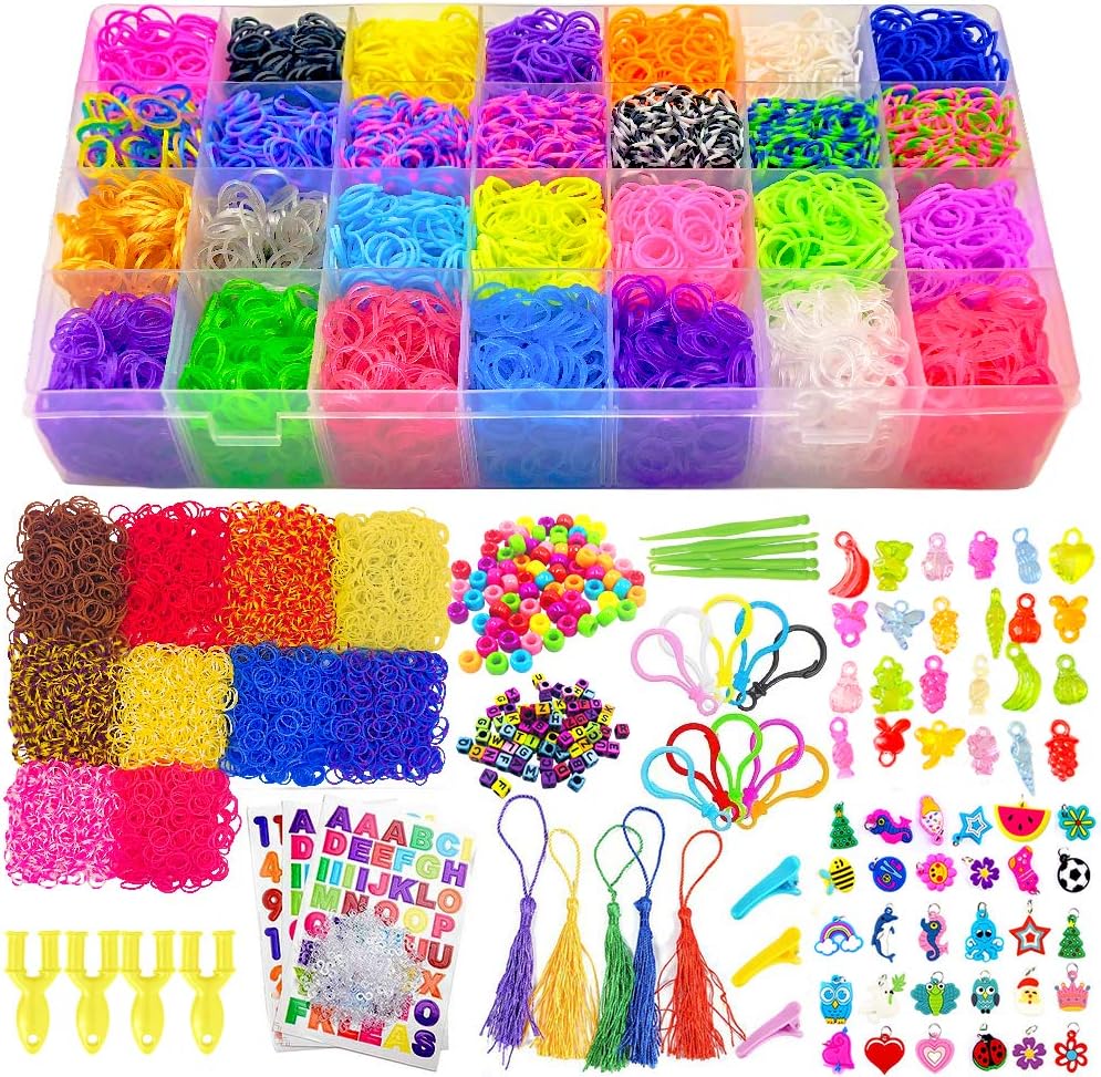 Scientoy Loom kit , 19700+ Rainbow Rubber Bands Refill Kits, Bracelet Making Kit Include:18700+ Bands in 38 Colors, 280+ PVC& ABC Beads,30 Charms 30 Transparent Charm,1000+ Accessories for Girls&Boys