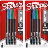 Sharpie Felt Tip Pens, Fine Point (0.4mm), Assorted Colors, 8 Count