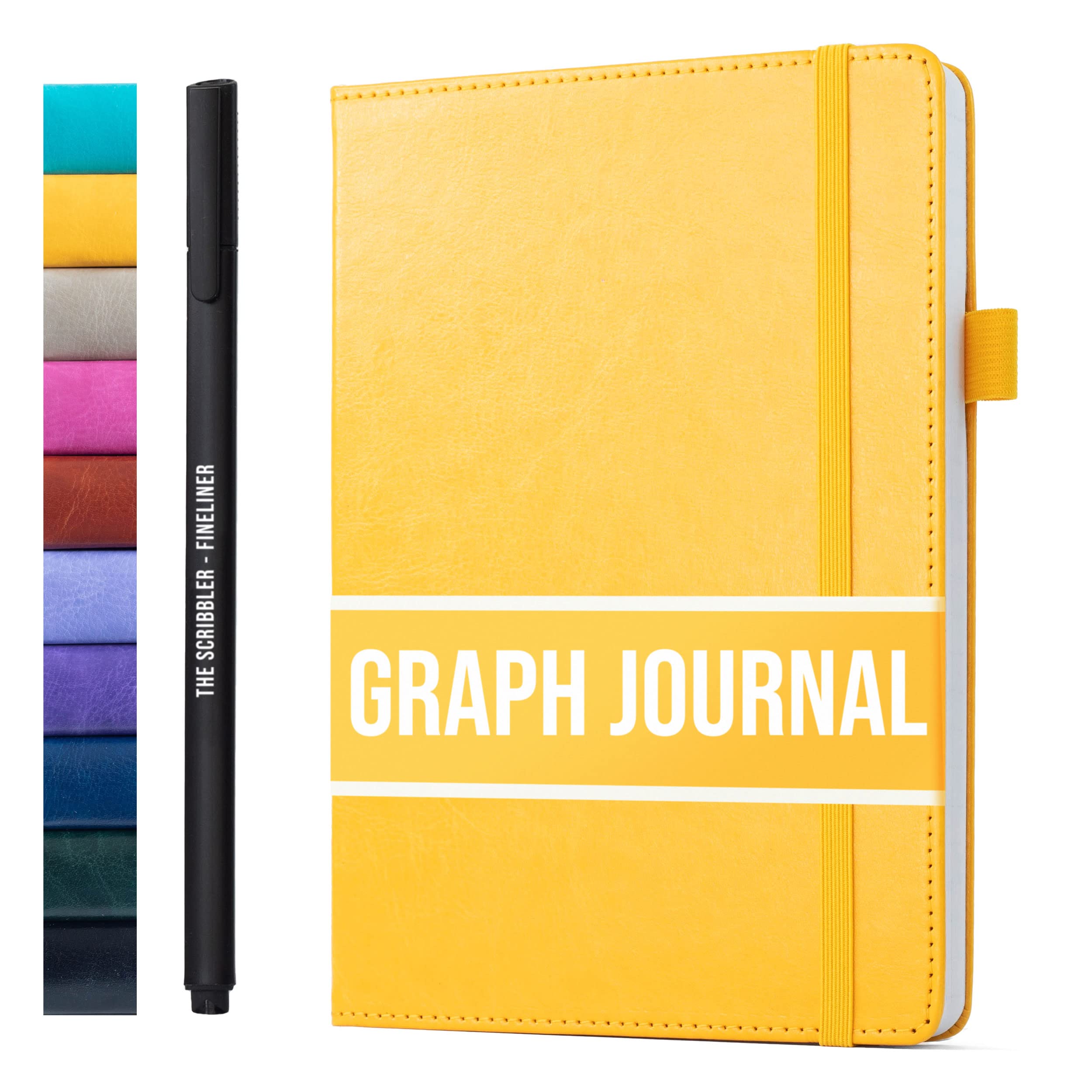 Scribbles That Matter Graph paper Notebook for writing | 200 pages A5 Squared notebook, 120gsm Thick Paper with Sticky Notes, pen holder, band, (V) leather hard cover graph notebook, 5.75x8.2 inches