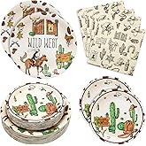 Dhnvcud 180PCS Cowboy Party Supplies Serve 60,Western Cowboy Birthday Paper Plates and Napkins Kit for Rodeo Birthday Baby Shower Party Decorations,Includes Dinner and Dessert Plates, Napkins