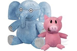 YOTTOY Mo Willems Collection | Pair of Elephant & Piggie Soft Stuffed Animal Plush Toys – 7” & 5” Sitting