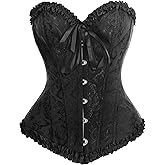 bslingerie Womens Waist Cincher Bustier Boned Corset