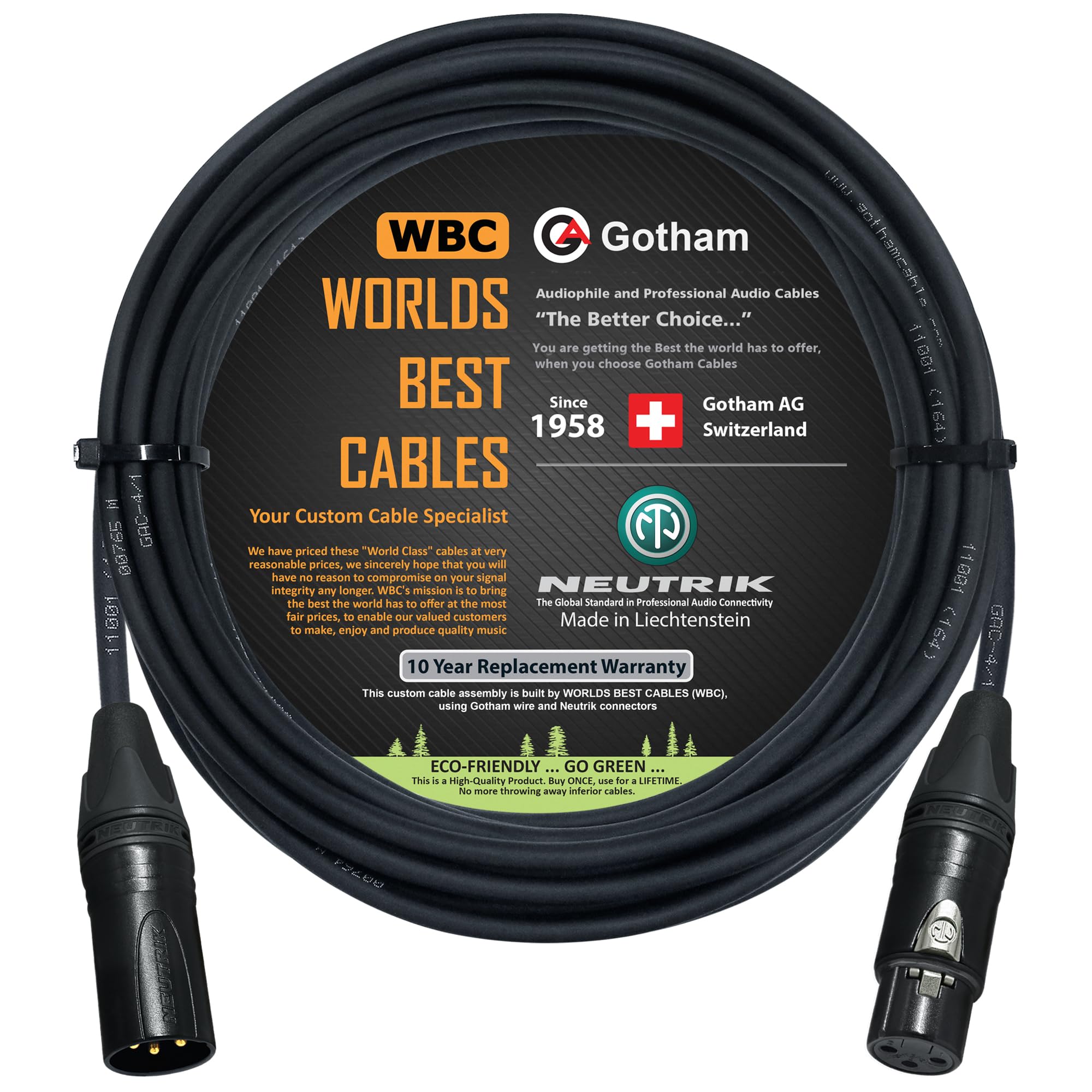 WORLDS BEST CABLES – Gotham GAC-4/1 – Star Quad Mic Cable – 6 Meter with Neutrik Gold XLR Plugs
