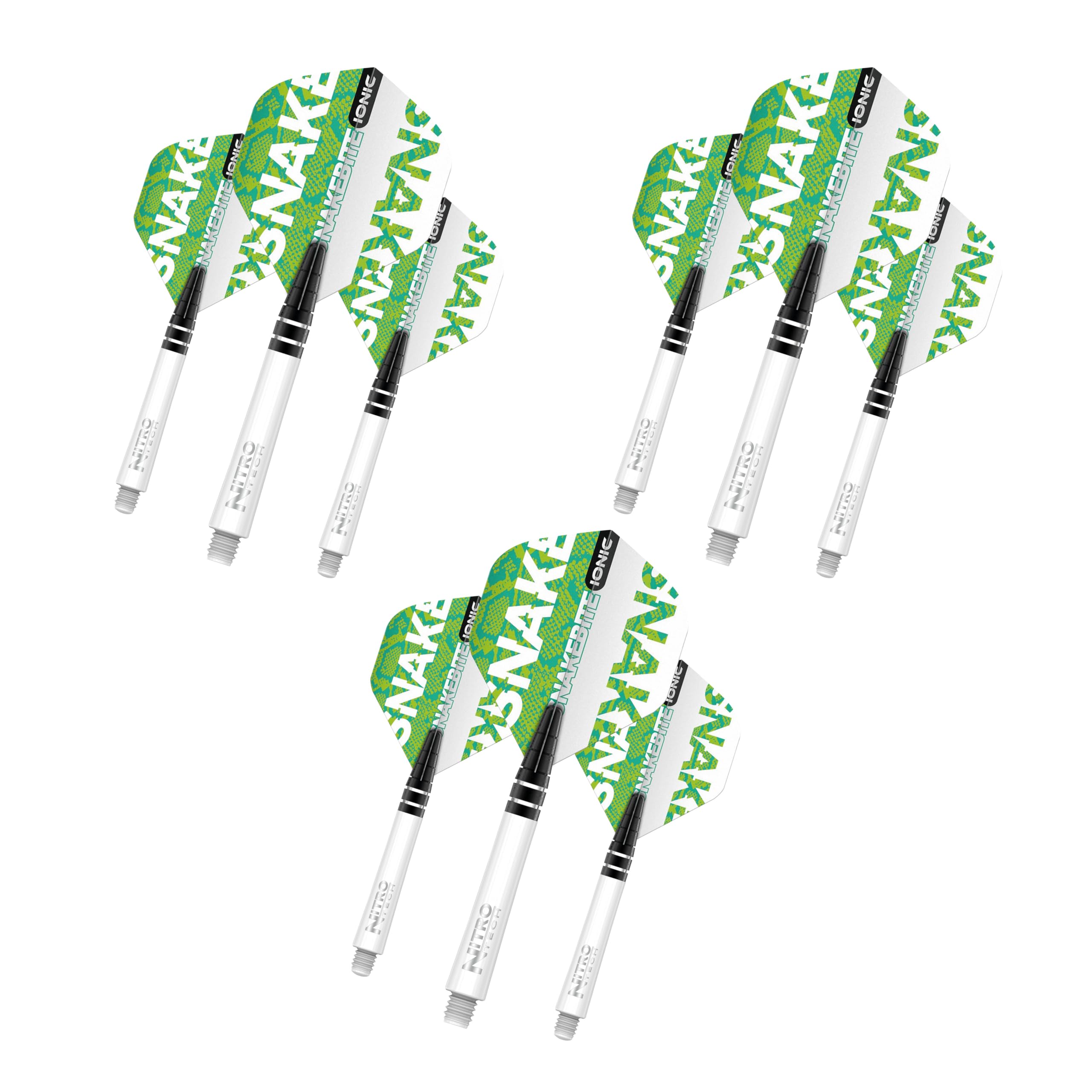 RED DRAGON Peter Wright Snakebite Ionic Green Flight and Stem Combo Pack