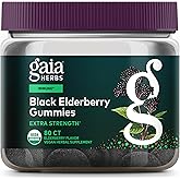 Gaia Herbs Black Elderberry (Sambucus nigra) Extra Strength Gummies - Delicious Immune Support Supplement* - Certified Organic Black Elderberries for Immune System Support* - 80 Gummies (40 Servings)