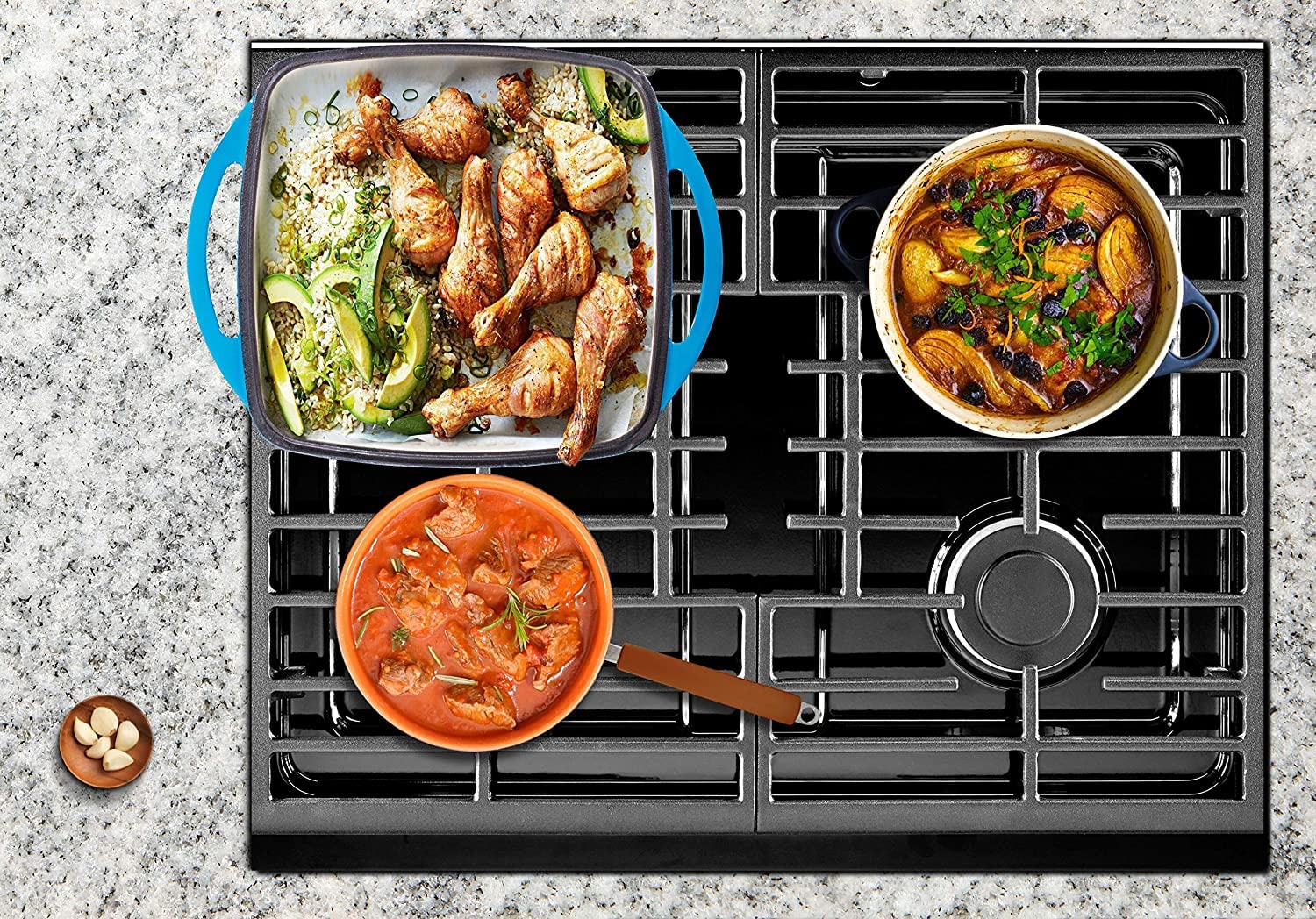Bruntmor 3 Qt Enamel Cast Iron Balti Dish - Nonstick Handi for Curries, Asian Wok, Dutch Oven for Casseroles, Stovetop Stir Fry Pan