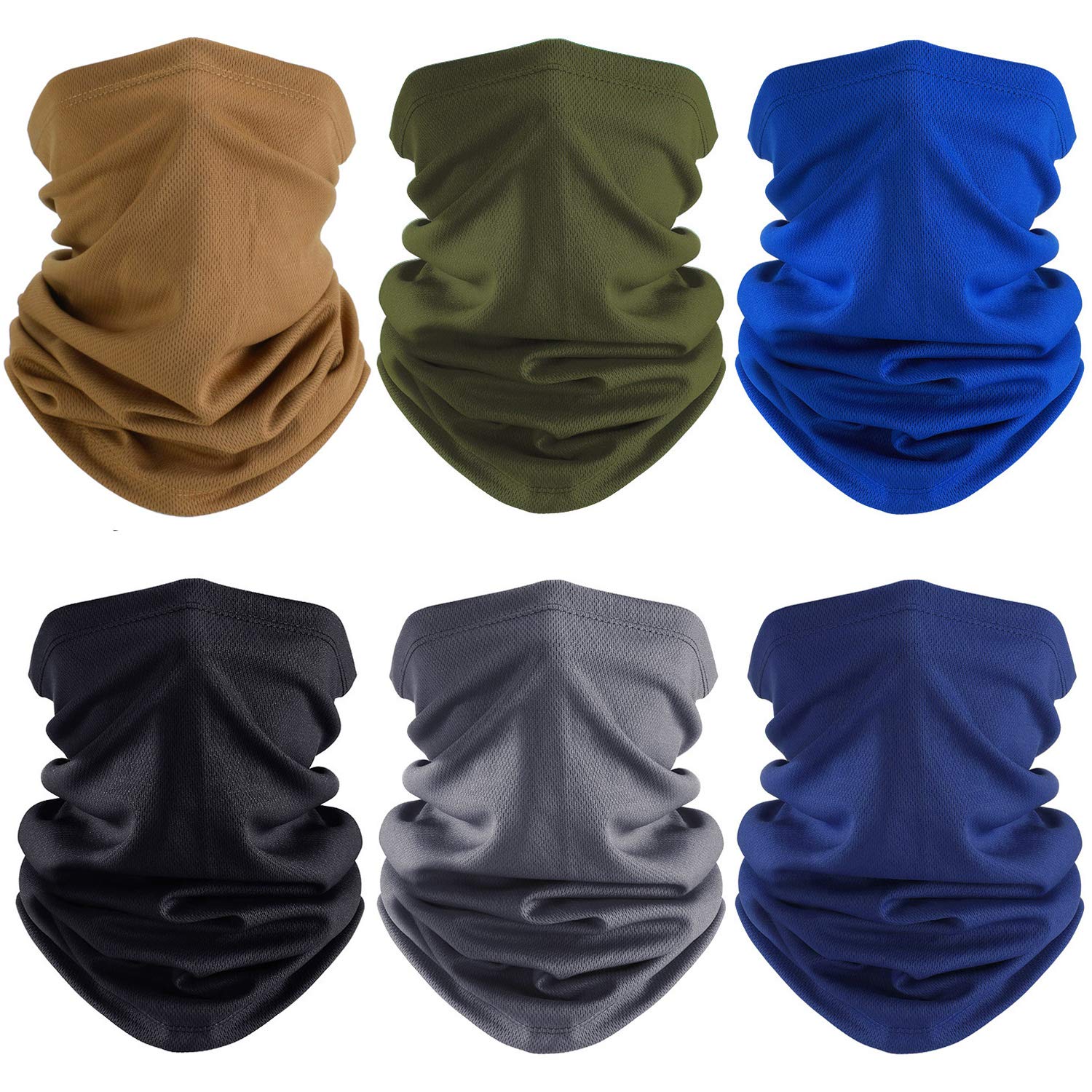 Photo 1 of Geyoga 6 Pieces Summer UV Protection Cooling Neck Gaiter Face Clothing Neck Gaiter Mask Scarf Sunscreen Breathable Bandana(Mixed Colors)