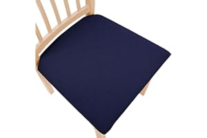 NORTHERN BROTHERS Dining Chair Seat Covers Set of 4, Stretch Jacquard Dining Chair Seat Covers, Navy Blue Pattern 1