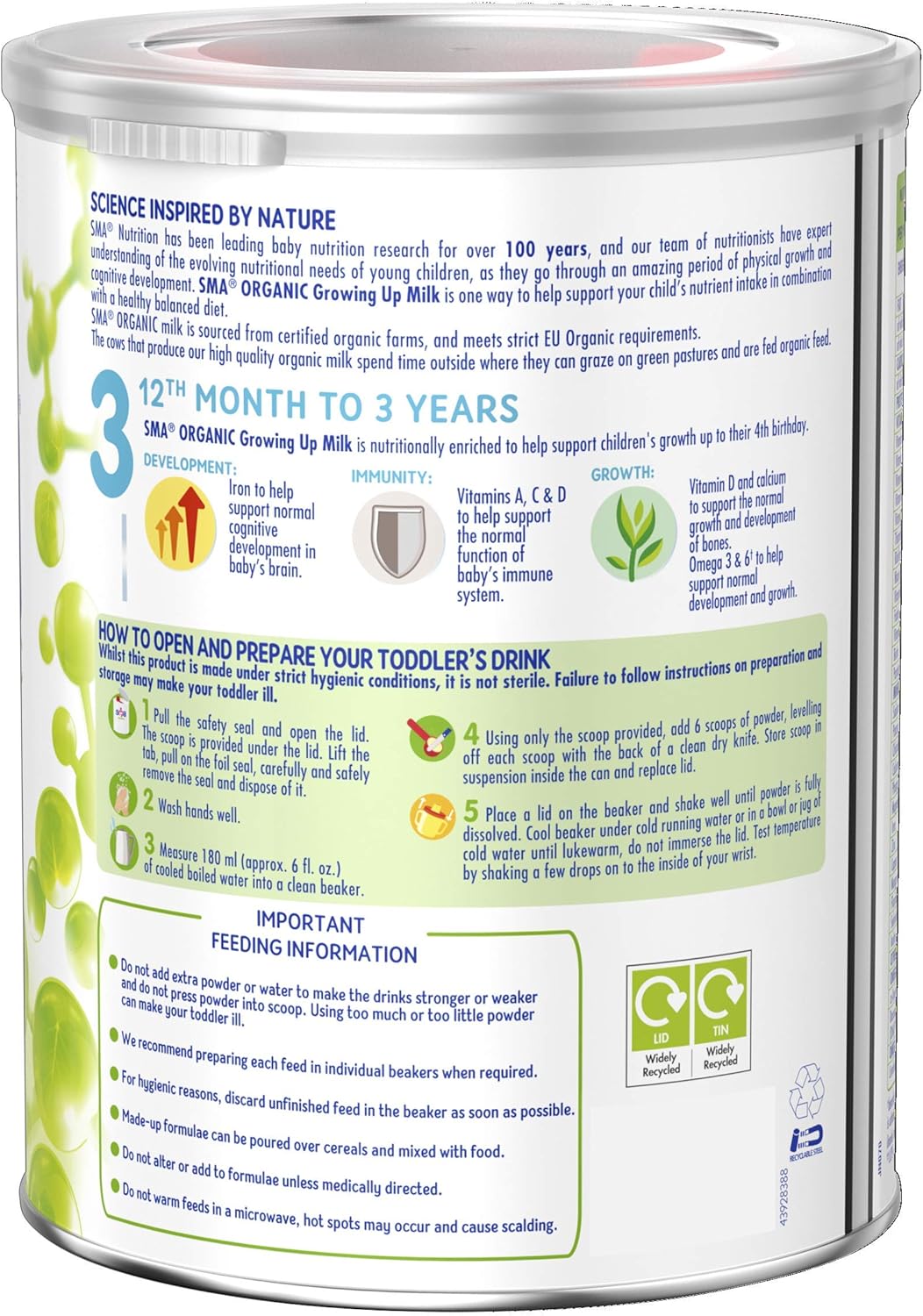 sma organic growing up milk