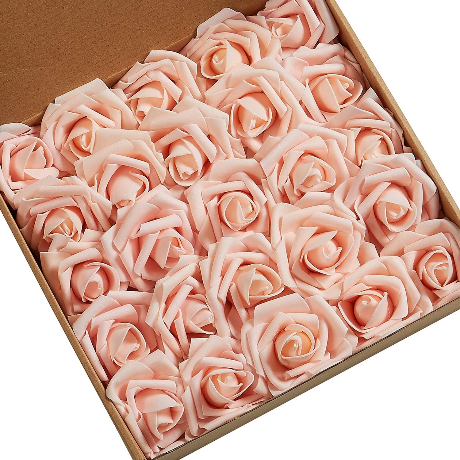 N&T NIETING Artificial Flowers Roses, 25pcs Real Touch Fake Foam Rose DIY for Wedding Bridal Bouquets,Mother's Day