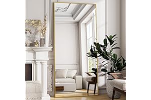 VooBang Full Length Mirror, 71" x 26" Floor Mirror with Stand, Aluminum Alloy Frame Full Body Mirror, Standing Hanging or Leaning Against The Wall for Bedroom Living Room, Gold