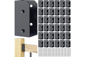 AECXM 201 Stainless Steel 2" x 4" (Actually 1 ½" x 3 ½") Deck Railing Connector, for Deck Railing, Handrail, Barn and Beam end Connection Installation (36pc-Black)