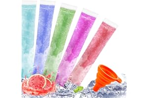 FEBSNOW 100 Ice Lolly Bags Disposable Ice Popsicle Mold Bags, Freezer Tubes Ice Cream Mold Easy to Fill for Snacks Yogurt Jui