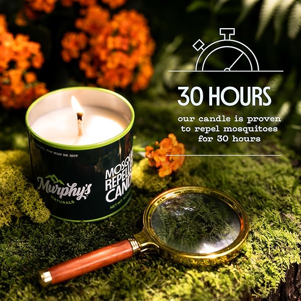 MURPHY’S NATURALS MOSQUITO BUG REPELLENT CANDLE FOR OUTDOOR PATIO, CITRONELLA & ESSENTIAL OILS, SOY/BEESWAX BLEND, 30-HOUR BURN TIME, 9 OZ, 1-PACK