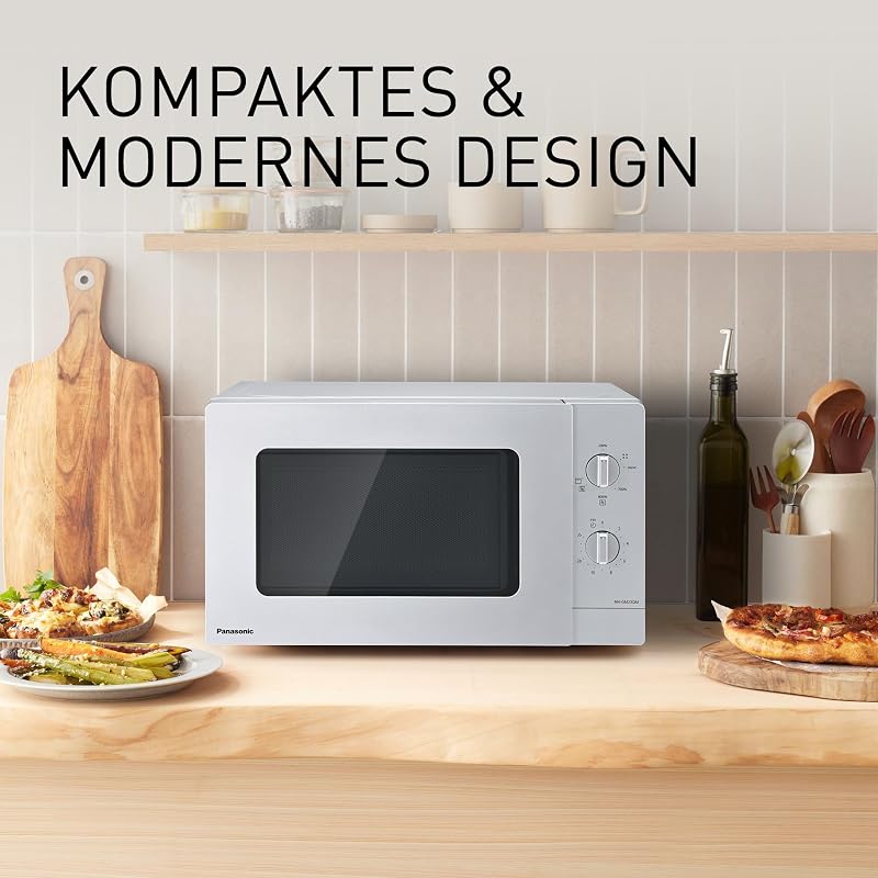 NN-GM23QMEPG 20L Grill-Mikrowelle mit Drehteller und Grillrost, 800 W, 1000 W Grill, Auftau-Funktion, einfache Bedienung durch Drehregler, Quick 30, Timer, Silber