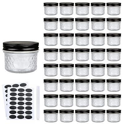 Buy 4 Oz Glass Jars With Lids Black Small Clear Canning Jars For Caviar Herb Jelly Jams Mini Wide Mouth Mason Jars Spice Jars For Kitchen Storage Preserving Food And Party Favors 40 Pack Hellip Online In Indonesia
