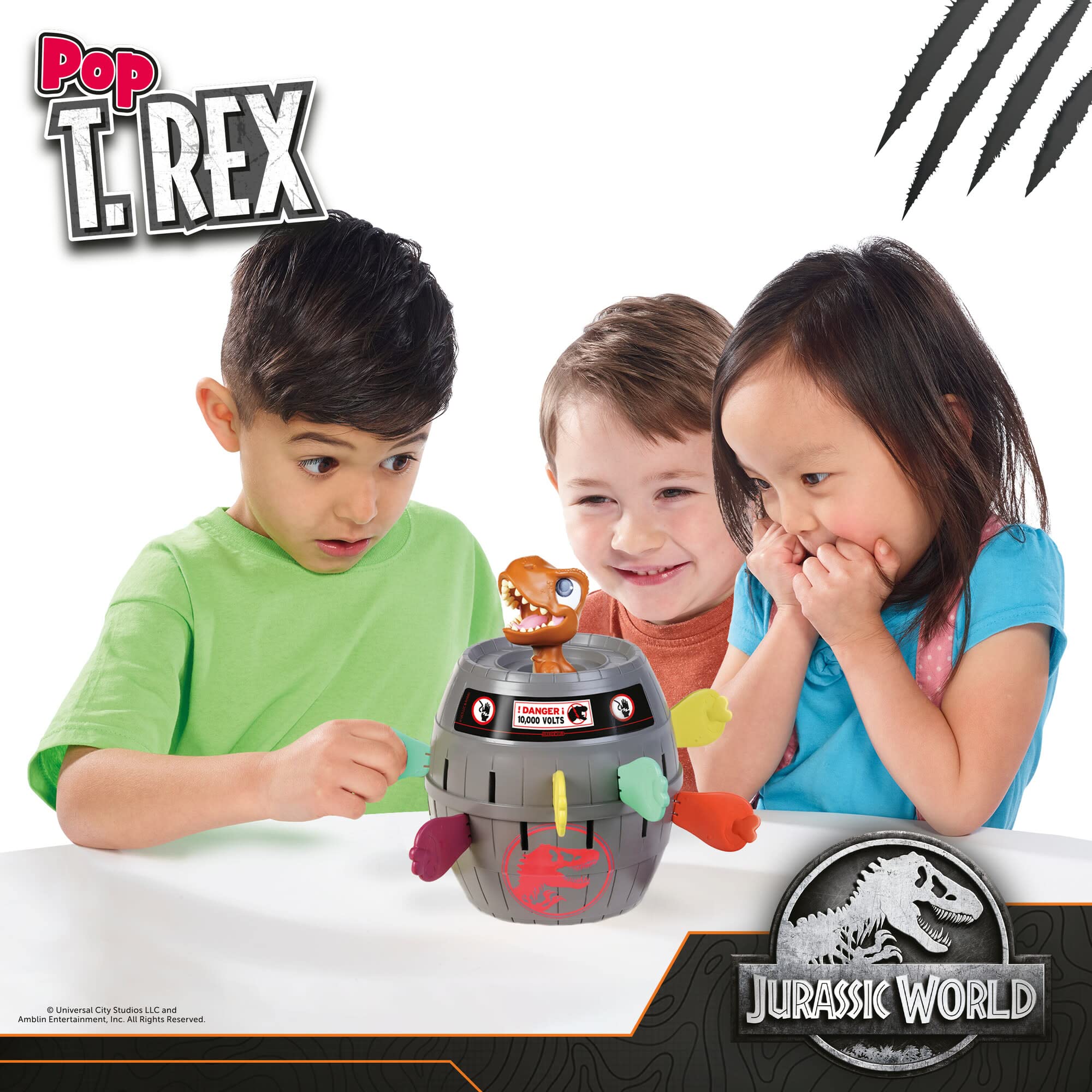 TOMY Pop Up T-Rex Board Game - Family and Preschool Kids Games for Family Game Night - Kids Activities and Jurassic World Toys - 2-4 Players - Ages 4 Years and Up
