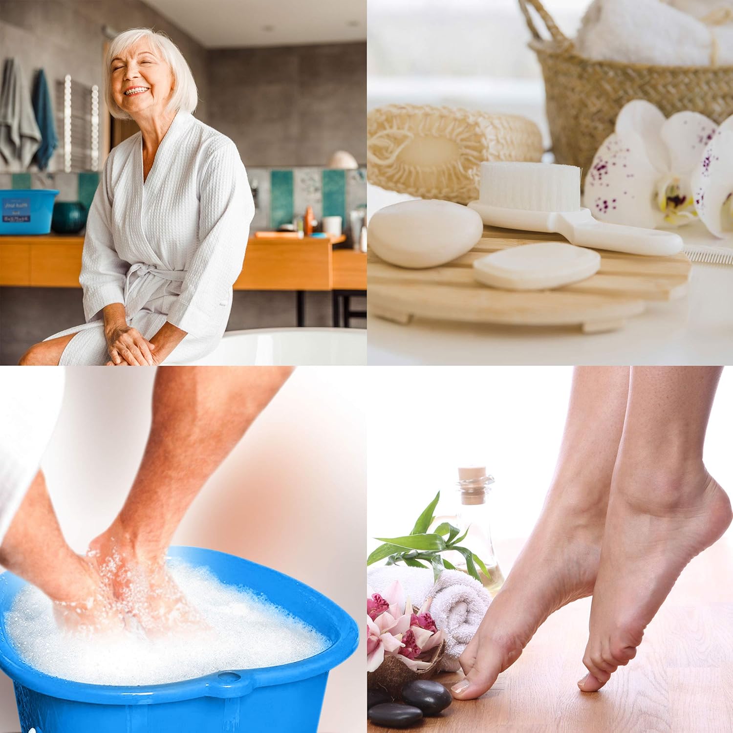 Mantello Foot Soaking Bath Basin - Large Tub for Home Spa, Soak, Pedicure & Massage - Feet Wash Bucket for Hot Water, Essential Oils, Epsom Salts - Callus & Dead Skin Remover - BPA-Free Plastic Soaker: Beauty
