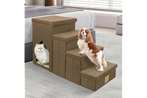 MESTUEL 19-Inch Folding Pet Steps Stairs for High Beds,Foldable Pet Ladder Storage Dog Steps,3-in-1 Multi-Use Pet Stairs, Easy Storage and Anti-Slip, Free Mat for All Seasons