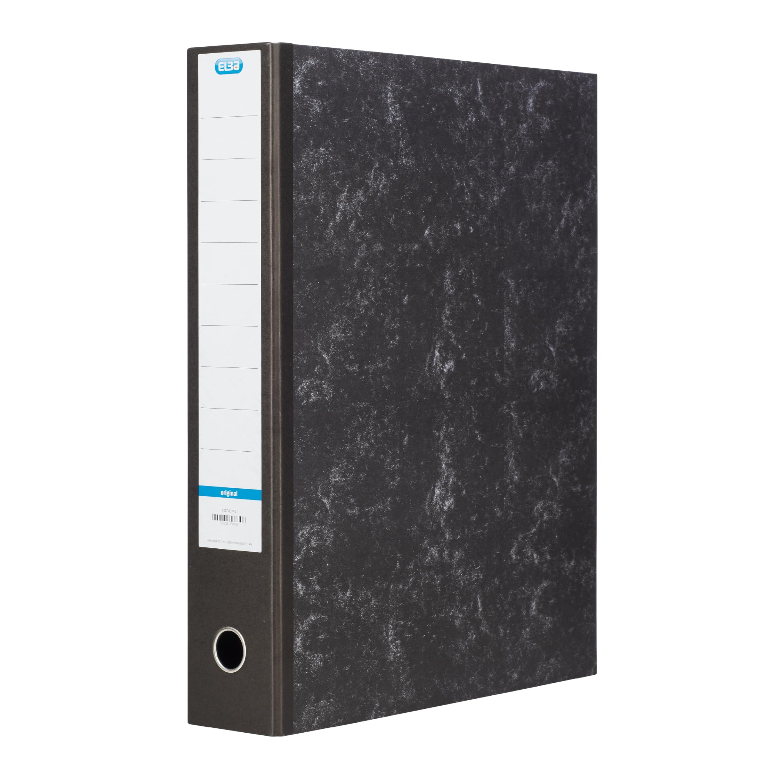 Elba A3 Portrait Lever Arch File, High-Capacity 80mm Spine Holds Up to 630 Sheets, Paper-Covered Board with Metal Lever Mechanism, Spine Label, Black Cloud Effect, 1 Folder