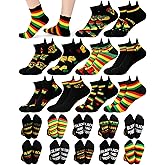 Cutecrop 10 Pairs Black History Month Socks for Men African American Novelty Ankle Socks Gifts Bulk Black Power Pride Funny African Flag Holiday Gifts for Freedom Day Juneteenth