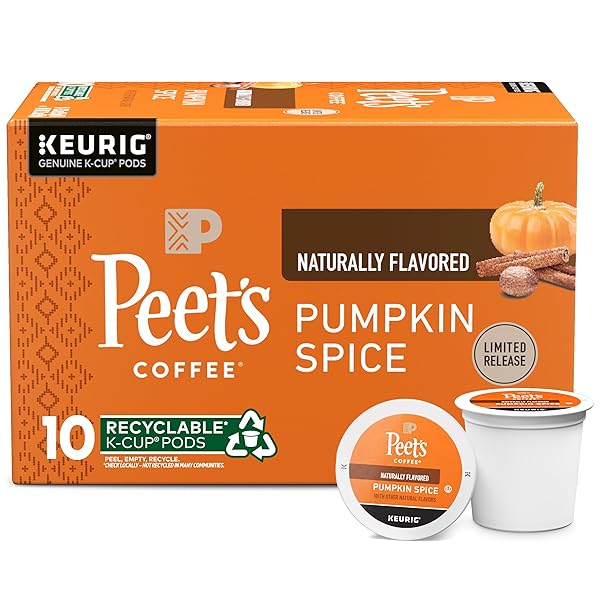 PEET’S COFFEE, FLAVORED LIGHT ROAST KEURIG K-CUP PODS – PUMPKIN SPICE 10 COUNT (1 BOX OF 10 K-CUP PODS)