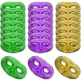 PhyLence 24 Piece Mardi Gras Masks Bulk - Gold Purple Green Metallic Masquerade Half Party Masks Costume Party Supplies, Mardi Gras Decorations for Women, Men and Kids