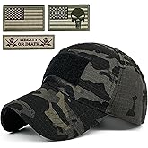Masktide Tactical Military Mens Camo Baseball Hat with American Flag Skull Patch Patriotic Operator Camouflage Cap for Women