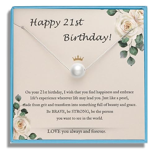 Sereney 21st Birthday Gifts for Her Sterling Silver Single Pearl
