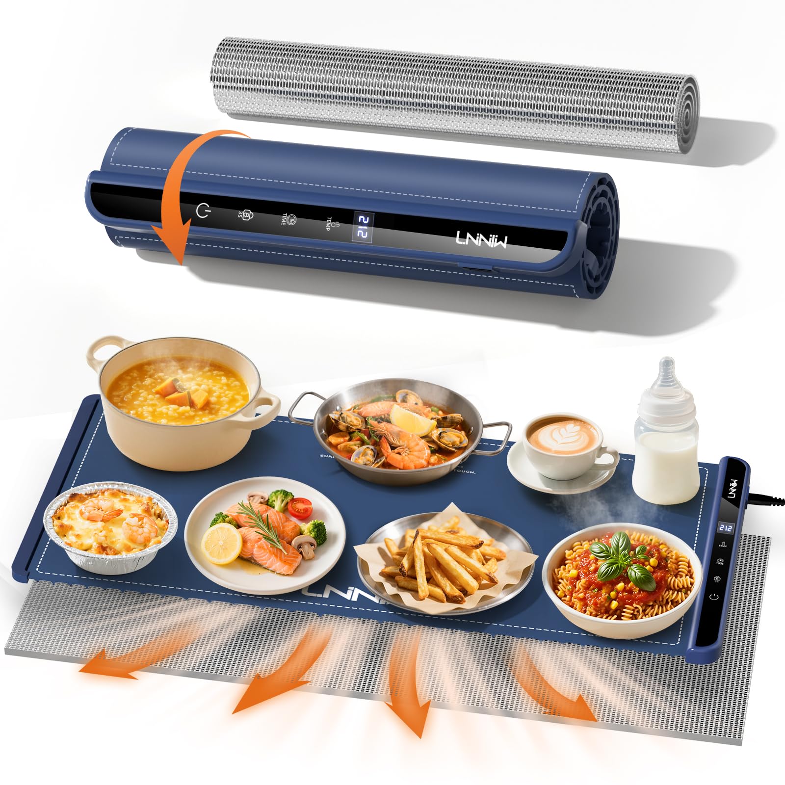 Extra Large Food Warming Mat with Heat-Resistant Pad, 36X15 Inch, 6 Temperature & 6 Timer Settings, Child Lock Safety, Fits More Dishes for Family Dinners and Parties Image