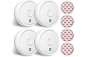 Ecoey Smoke Detector, 10 Year Fire Alarms Smoke Detectors，Smoke Detector Battery Operated with Photoelectric Sensor, Fire Alarm with Low Battery Indicator, Smoke Detectors Used in Home, FJ138, 4 Packs