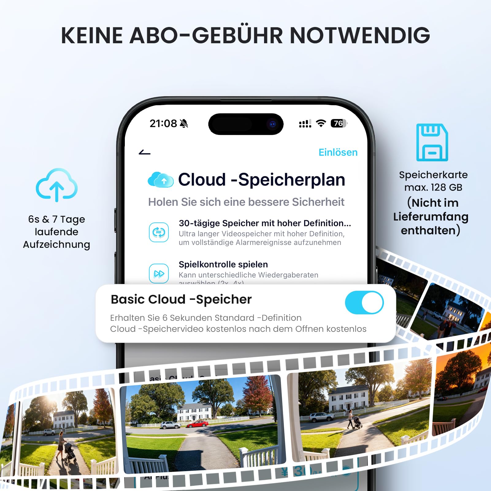 ieGeek 2K Video-Türklingel mit Kamera Kabellos, IP66 Wasserdicht, Intelligente AI Bewegungserkennung, Nachtsicht, Keine Abokosten, Kompatibel Mit Alexa, 2,4GHz WLAN, Inklusive Indoor-Klingel (Weiß) 5