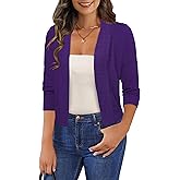 GoMamee Women's 3/4 Sleeve Cropped Cardigan Sweaters Open Front Bolero Short Shrugs S-XL