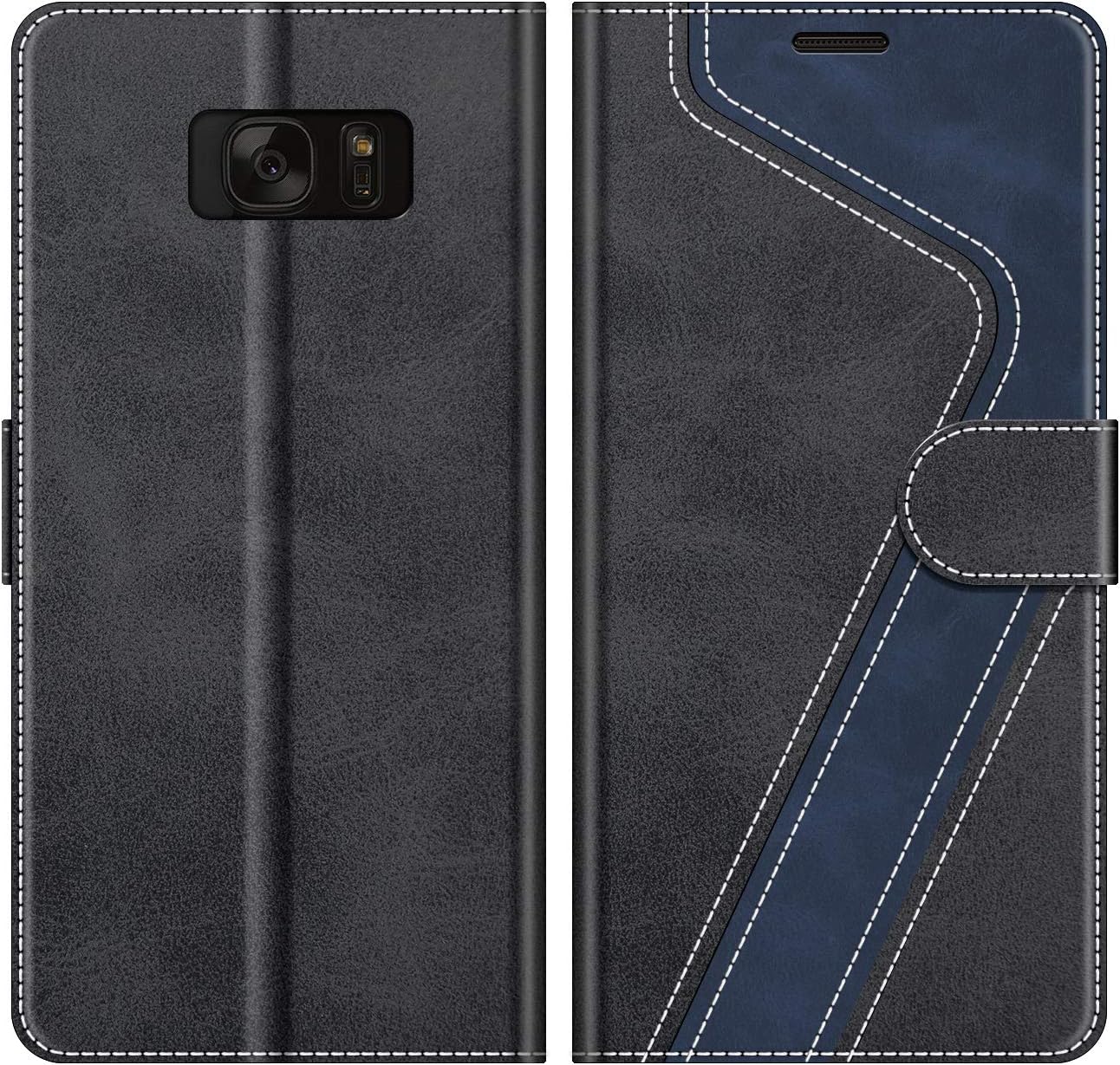 MOBESV Samsung Galaxy S7 Case, Phone Case For Samsung Galaxy S7, Samsung Galaxy S7 Phone Cover, Flip Wallet Case for Samsung Galaxy S7 Phone Case, Black/Dark Blue