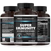 Focus Pharmacology Immune Boost Blend of the top 10 Immune Support Supplements - 60 Ct Blend that Includes Elderberry, Vitamin C, Echinacea, Zinc, Garlic, Tumeric, and Probiotics