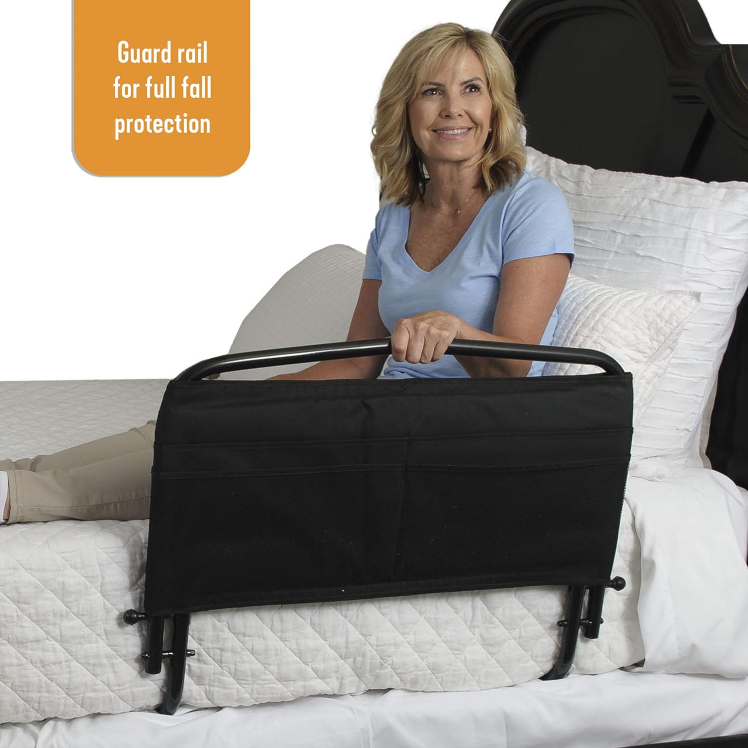 Stander 30" Safety Bed Rail, Adjustable Bed Rail for Elderly Adults, Bed Safety Rail with Padded Organizer Pouch: Health & Personal Care