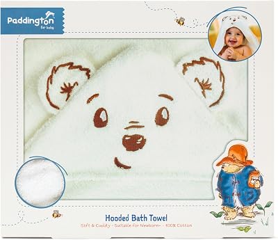 Paddington Baby Hooded Towel 100% Cotton 75x75cm Bear Embroidery
