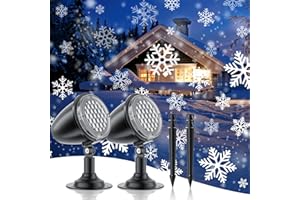 CHICLEW Christmas Snowflake LED Light Projector, Christmas Snowfall Projector Outdoor 2 Sets for Halloween, Rotating Waterproof Landscape Decorative Lighting