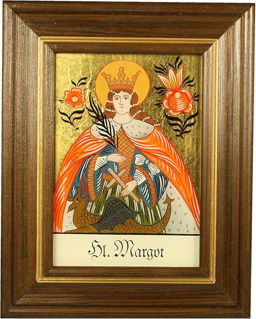 Hinterglasbild Hl. Katrin 12,5x16 Cm - Handbemalt Mit Blattgold Hintergrund